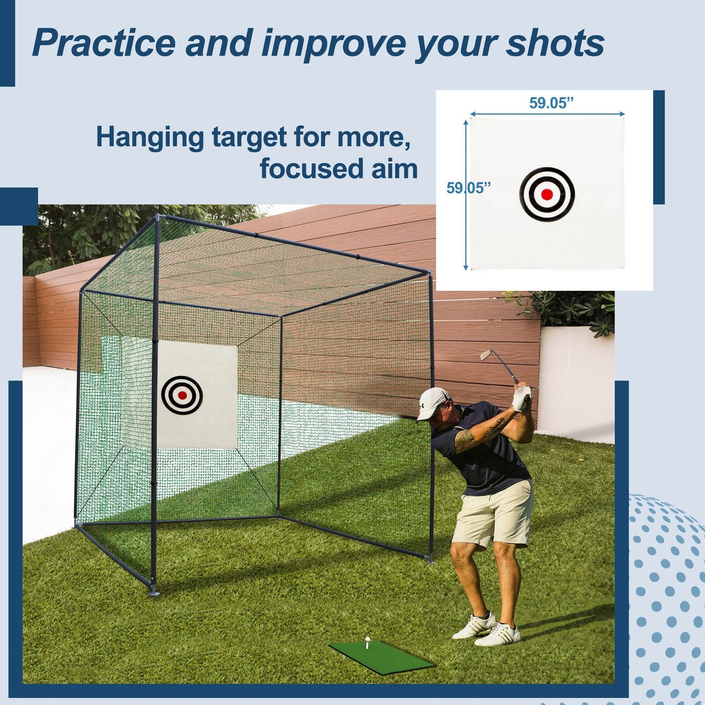 Metal Golf Practice Cage - 10X10X10FT (Indoor / Outdoor)