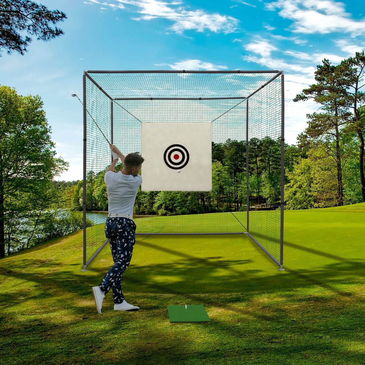 Metal Golf Practice Cage - 10X10X10FT (Indoor / Outdoor)